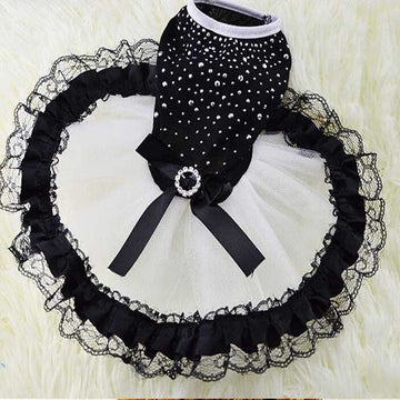 Black-white Diamond Dog Dresses Summer Small Dog Clothes Ropa Perro Chihuahua Tulle Skirt Cute Puppy Dress Yorkshire Pet Clothes daiiibabyyy